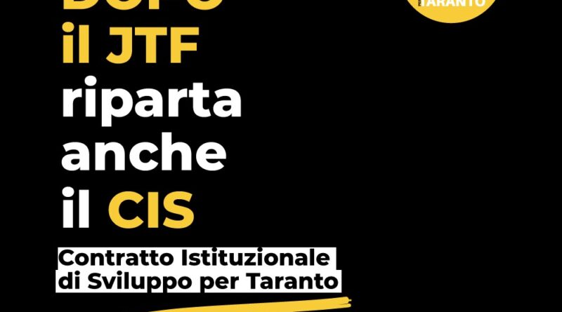 DOPO IL JTF RIPARTA ANCHE IL TAVOLO DEL CONTRATTO ISTITUZIONALE DI SVILUPPO PER TARANTO